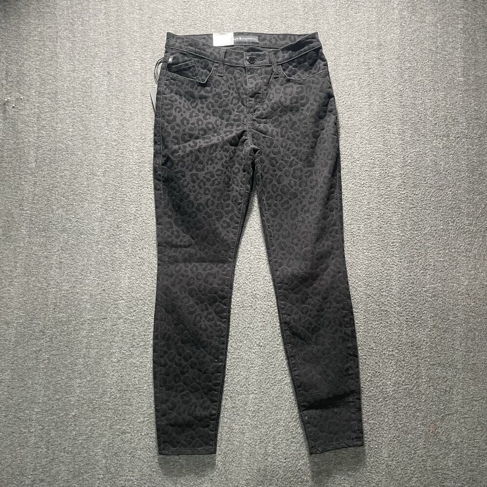 ROCK & REPUBLIC 10M Black Leopard Print Flocked Mid-rise Legging Jeans NWT $88